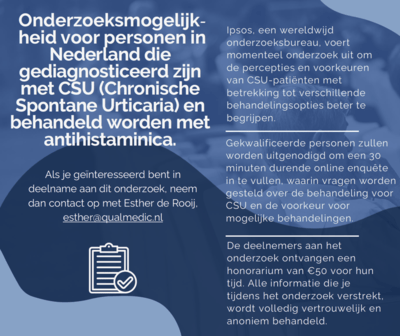 urticaria onderzoek toediening medicatie