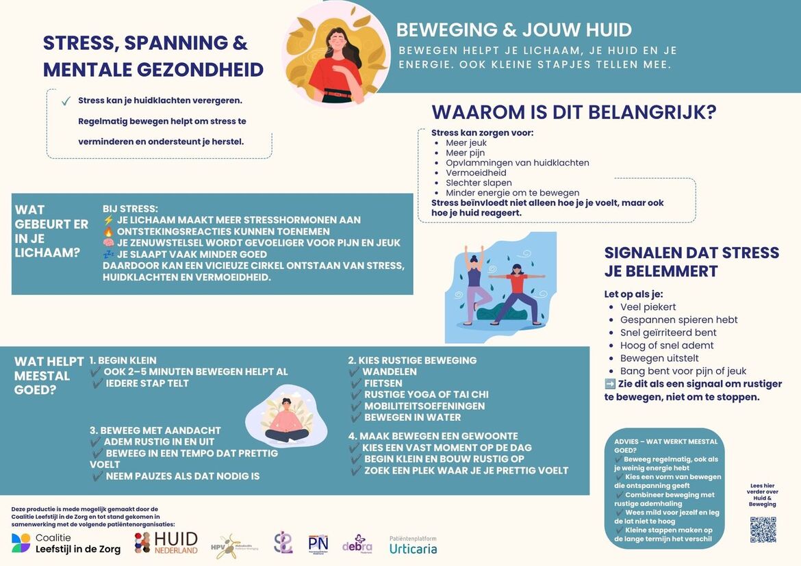 infographic. - leefstijlen huid - beweging-stress en mentale gezondheid