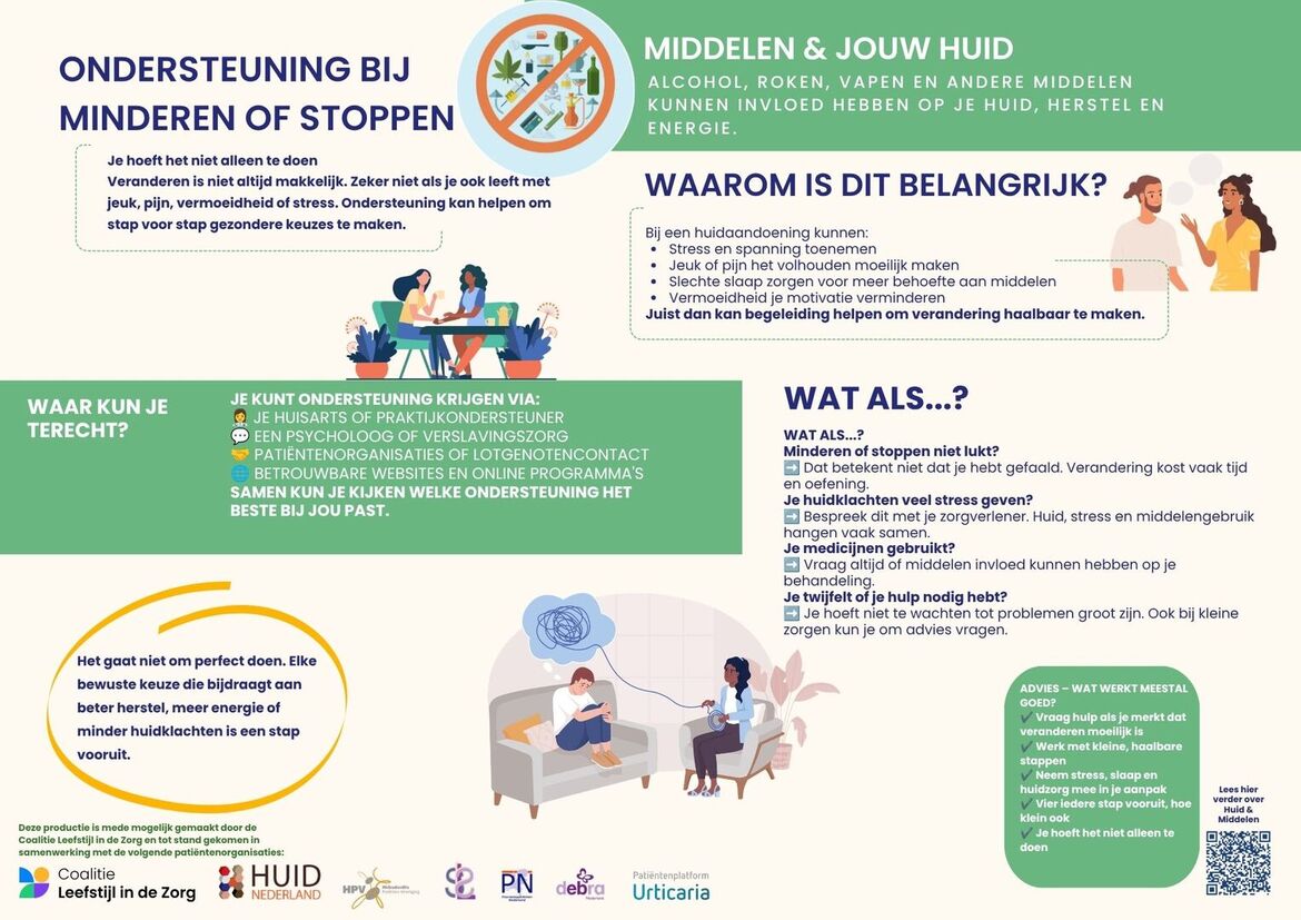 infographic leefstijl en huid - ondersteuning bij stoppen